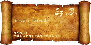 Sztari Dezső névjegykártya